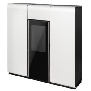 Salamandra a pellets TEK Biomasse hidro SLIM AQUA com AQS 20kW A+ branca