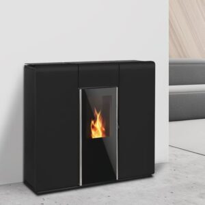 Salamandra a pellets TEK Biomasse hidro SLIM AQUA 20kW A+ preta